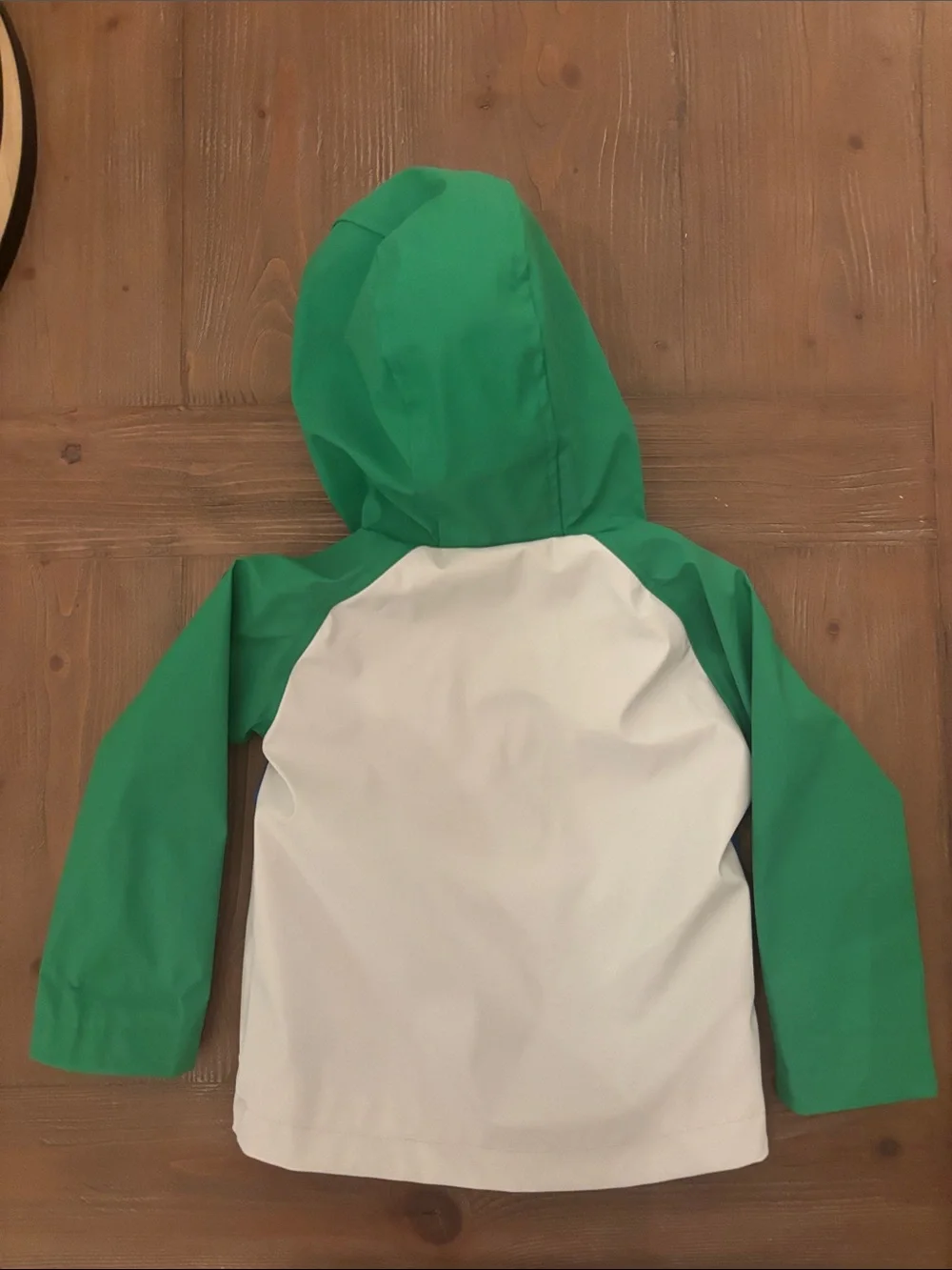Lands End toddler boy rain coat Colorblock - Green/Blue/Cream size 2t - Picture 2 of 3
